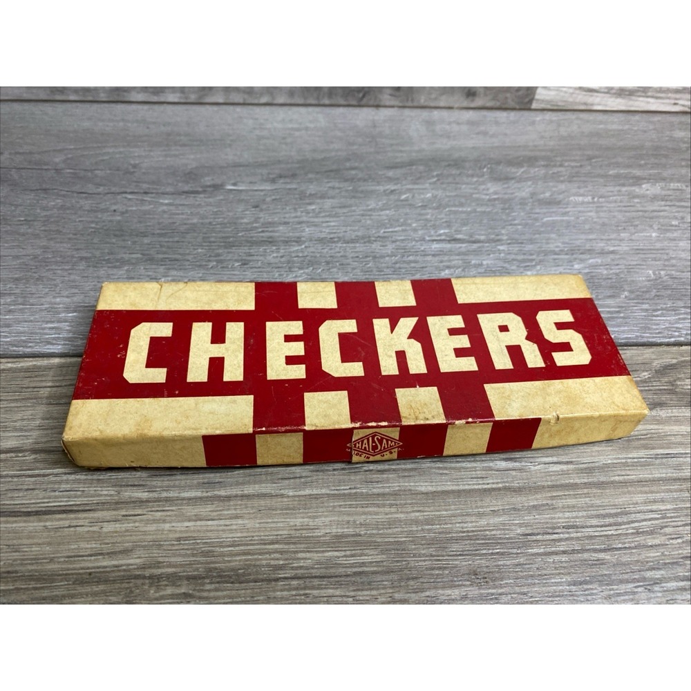 Vintage Wooden Checkers Hal-Sam 1940'S Original box